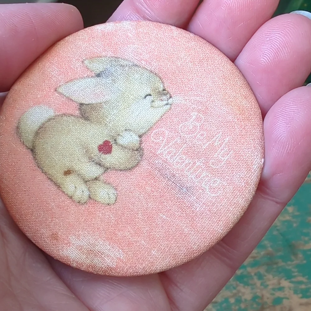 HALLMARK I Bundle of 2 Vintage Valentine's Day Love Buttons Pins, Circa 80s